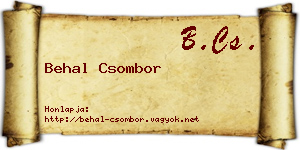 Behal Csombor névjegykártya